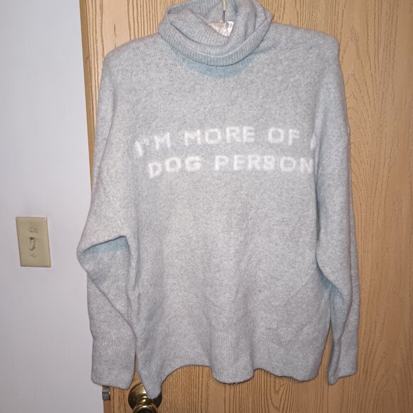 NEW Women's "I'm More Of A Dog Person" Turtleneck Sweater - Heathered Gray - Picture 4 of 10